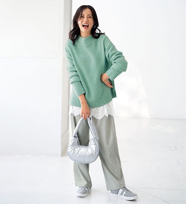 BELLUNA（ベルーナ）の「＜＆ｃｏｃｏｃｈｉ＞ウーリッシュジャージーバレルパンツ（フルレングスパンツ）」｜詳細画像