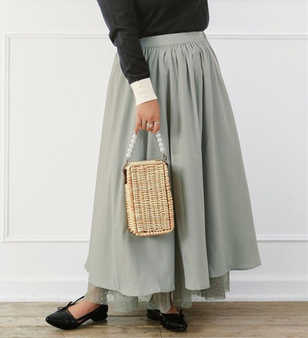 BELLUNA（ベルーナ）の「ドット柄チュールリバーシブルスカート（ロングスカート）」｜詳細画像