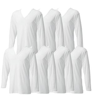 「＜グンゼ＞爽快ドライ（Ｒ）インナー１週間パック（メンズ肌着・インナーウェア）」｜ホワイト長袖V首7枚組