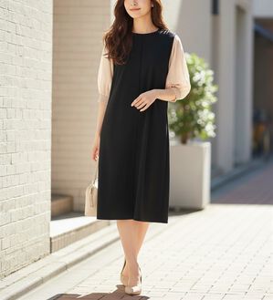 BELLUNA（ベルーナ）の「袖切替デザインシャーリングワンピース（その他ワンピース）」｜詳細画像