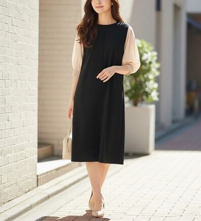 BELLUNA（ベルーナ）の「袖切替デザインシャーリングワンピース（その他ワンピース）」