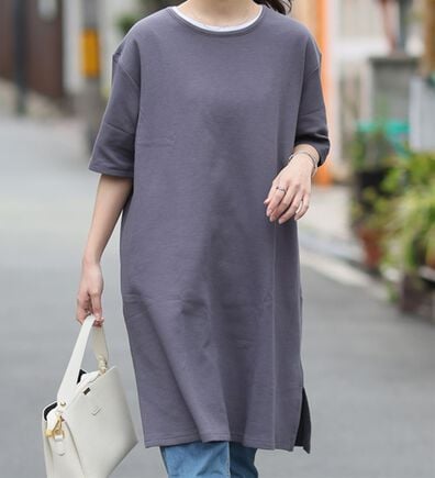 A HAPPY MARILYN（アハッピーマリリン）の「【Ｍ～８Ｌ】【接触冷感・吸水速乾】体型カバー五分袖チュニック【ハッピーさらりん】（チュニック）」