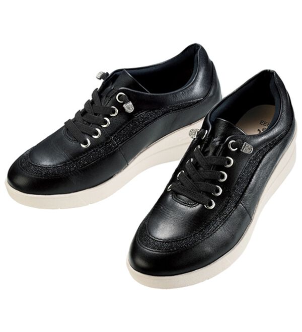 ルフラン（ルフラン）の「＜トゥビーコンティニュード＞ラメが煌めく４Ｅレザースニーカー（スニーカー）」｜ブラック