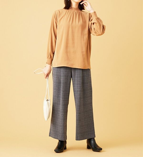 BELLUNA（ベルーナ）の「サマ見え（スーパーウォーム）ウール調ボタン使いワイドパンツ（ワイドパンツ・ガウチョ）」｜詳細画像