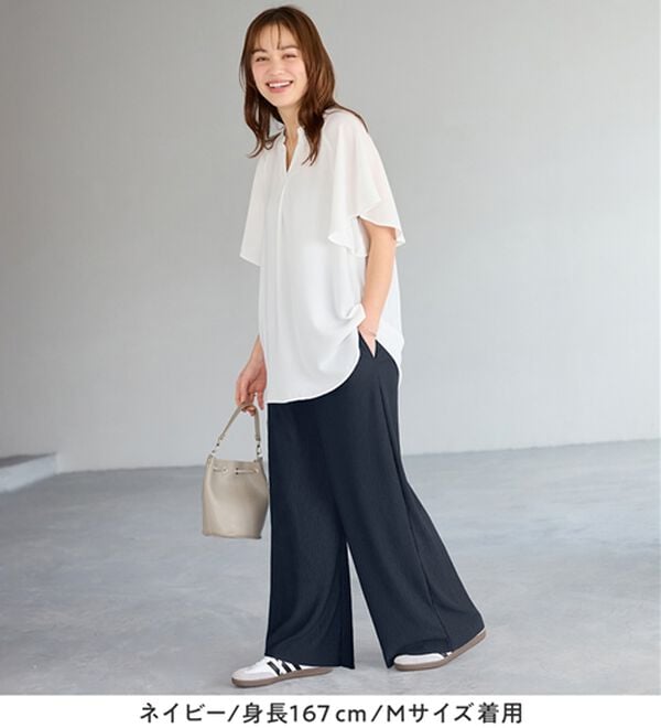 Viola e Viola（ヴィオラ エ ヴィオラ）の「【５つの機能付】丈切れる！楽ちんジャカードパンツ（ワイドパンツ・ガウチョ）」｜詳細画像