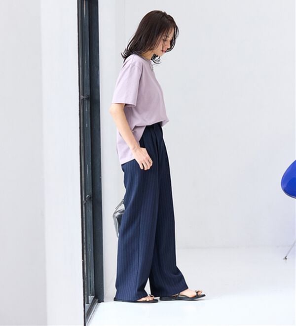 BELLUNA（ベルーナ）の「【汗ジミ対策◎】＜エアリーアイスコットン＞オーバーサイズＴシャツ【選べる袖丈】（カットソー）」｜詳細画像