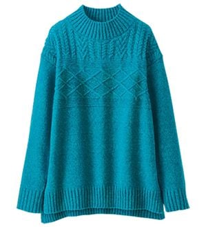 BELLUNA（ベルーナ）の「ミックス調ケーブルニットプルオーバー（ニット・セーター）」｜ターコイズ系