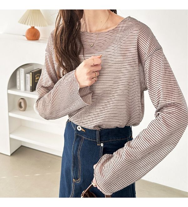 GeeRA（ジーラ）の「シアーボーダーカットソートップス（カットソー）」｜詳細画像