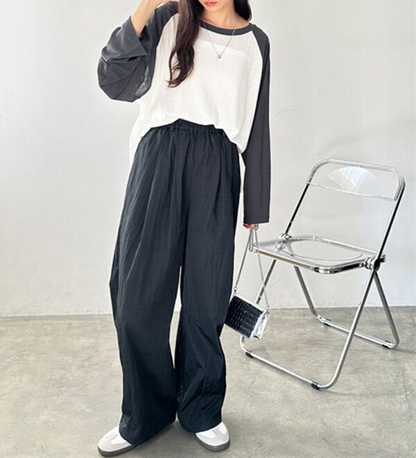 GeeRA（ジーラ）の「さらとろ素材が嬉しい！ダブルタックワイドパンツ（フルレングスパンツ）」｜詳細画像