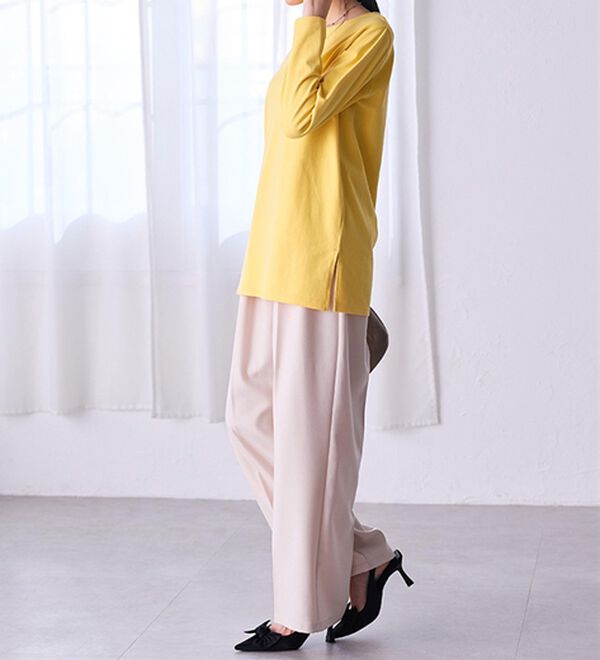 RANAN（ラナン）の「＜ＢＣ＞綿１００％&times;吸湿発熱！あったか裾スリットロングプルオーバー（カットソー）」｜詳細画像