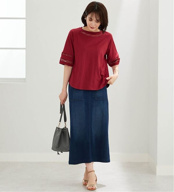 BELLUNA（ベルーナ）の「衿＆袖ハシゴレース使いプルオーバー（カットソー）」｜詳細画像