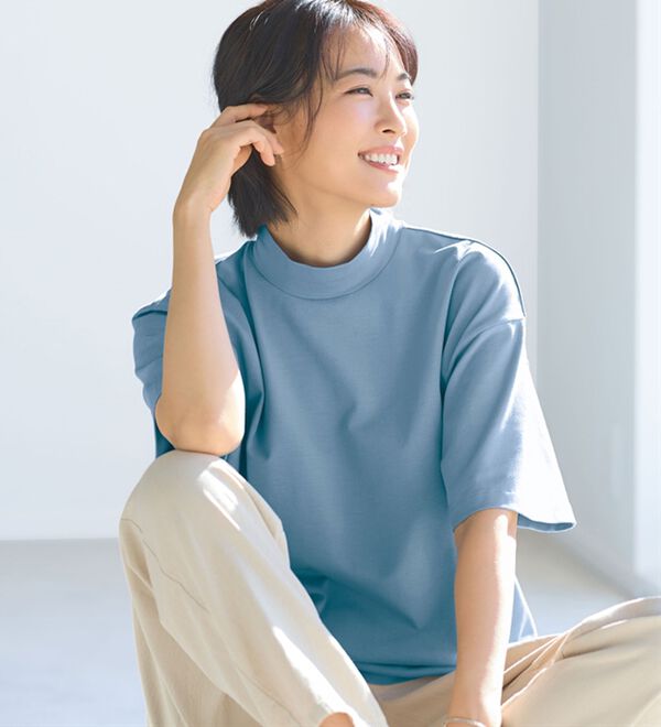 BELLUNA（ベルーナ）の「≪ＨｕｇＲｅａｍコットンＣｏｏｌ≫ひんやりハイネックプルオーバー（カットソー）」｜詳細画像