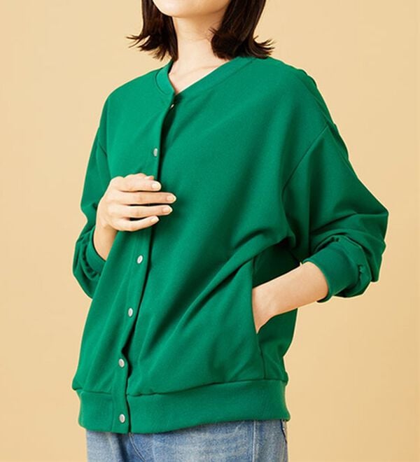 BELLUNA（ベルーナ）の「ストレッチジョーゼット素材カーディガン（その他カーディガン）」｜グリーン