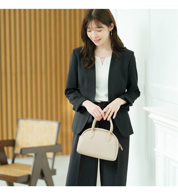 GeeRA（ジーラ）の「【2点セット】選べるボトム！洗えて型くずれしないノーカラージャケットパンツスーツセット（パンツスーツ）」｜詳細画像