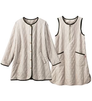 ルフラン（ルフラン）の「【２点セット】かる～い暖かキルトのよくばり２点セット（パジャマ・ルームウェア）」｜グレージュ