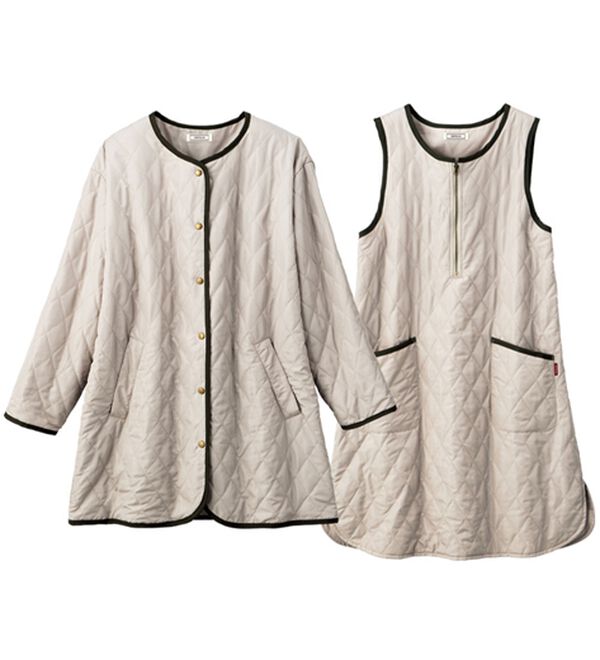 ルフラン（ルフラン）の「【２点セット】かる～い暖かキルトのよくばり２点セット（パジャマ・ルームウェア）」｜グレージュ