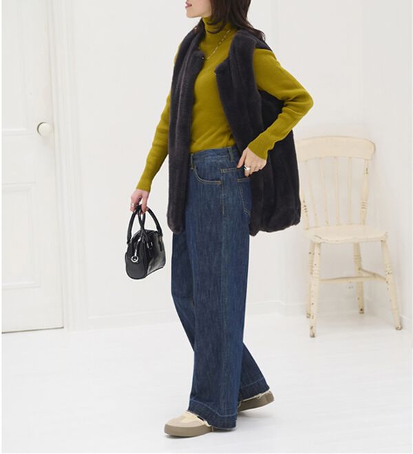 BELLUNA（ベルーナ）の「＜＆ｃｏｃｏｃｈｉ＞ハピネスコットン１００％×吸湿発熱リブタートルニット（ニット・セーター）」｜詳細画像