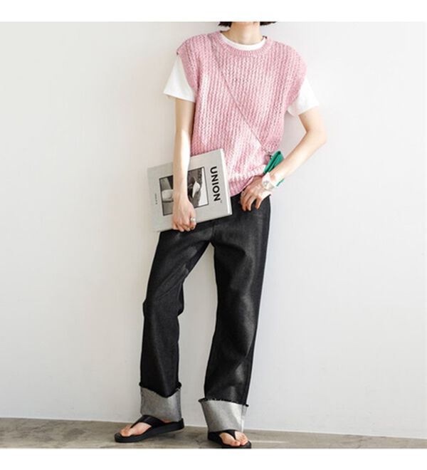 GeeRA（ジーラ）の「ミックスカラーメッシュニットトップス（ニット・セーター）」｜詳細画像