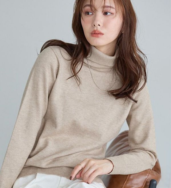 M～3L】プレミアムカシミヤタッチタートルニット - ベルーナ【公式】