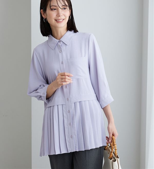 BELLUNA（ベルーナ）の「【UVカット】機能付！裾プリーツ切替チュニック（チュニック）」｜詳細画像