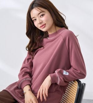 BELLUNA（ベルーナ）の「華奢見せ！しっかり綿混裏毛素材トレーナー（トレーナー・スウェット）」｜グレイッシュローズ