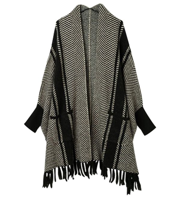 RANAN（ラナン）の「ヘリンボーンポンチョカーデ（ニットカーディガン）」｜詳細画像