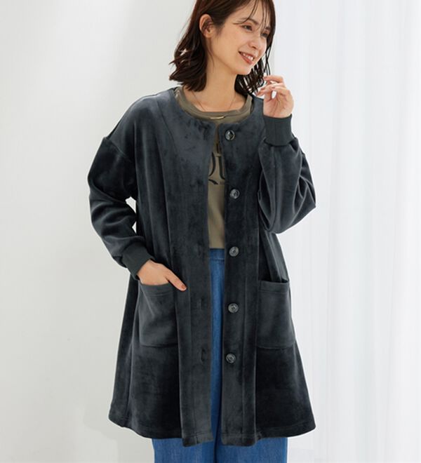 BELLUNA（ベルーナ）の「ふんわりなめらか裏ベロアカーデワンピース（その他カーディガン）」｜詳細画像