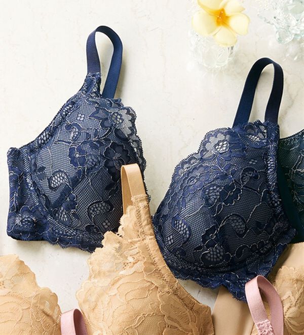 LAVIENNE（ラヴィエンヌ）の「【選べる！】プチプラノンワイヤーブラ＆ショーツ（別売）（ブラジャー）」｜ネイビー