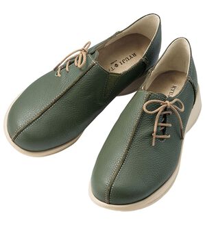 ルフラン（ルフラン）の「リュウジタカイ　ゆったり５Ｅ牛革スリッポンシューズ（スリッポン）」｜オリーブ