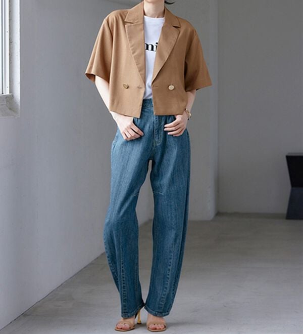 RANAN（ラナン）の「きれい見え麻入りカーブデニム（フルレングスパンツ）」｜詳細画像