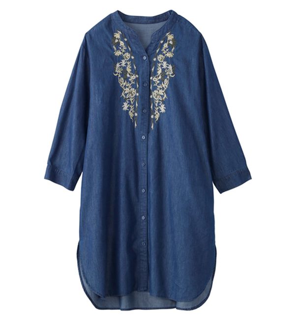 BELLUNA（ベルーナ）の「デニム素材華やか刺しゅうワンピース（その他ワンピース）」｜詳細画像