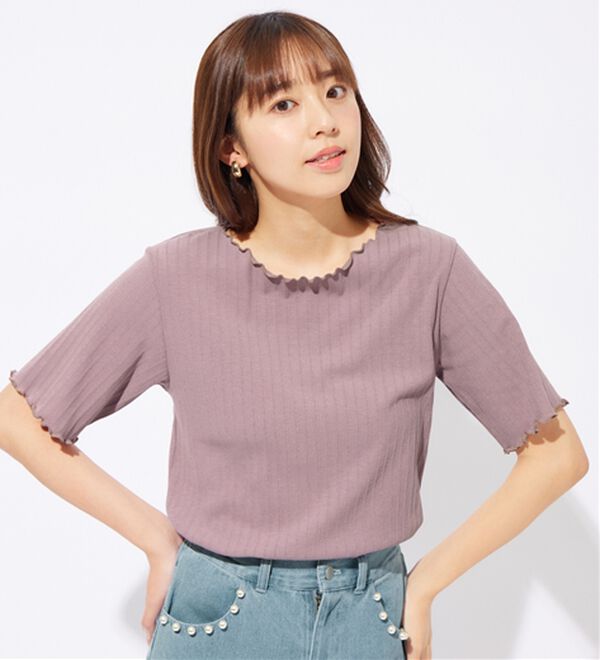 alotta（アロッタ）の「メロウ使いテレコリブＴシャツ（カットソー）」｜詳細画像