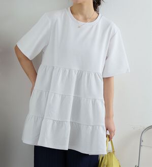 A HAPPY MARILYN（アハッピーマリリン）の「【Ｍ～８Ｌ】ヒップが隠れるティアードチュニック【ハッピーさらりん】（チュニック）」｜オフホワイト