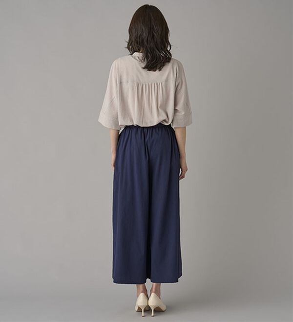 BELLUNA（ベルーナ）の「ひんやりスラブ調素材ガウチョパンツ（フルレングスパンツ）」｜詳細画像