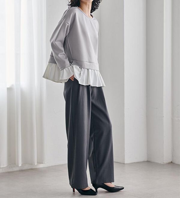 RANAN（ラナン）の「＜ＨＳ＞重ね着風配色フリルプルオーバー（カットソー）」｜詳細画像