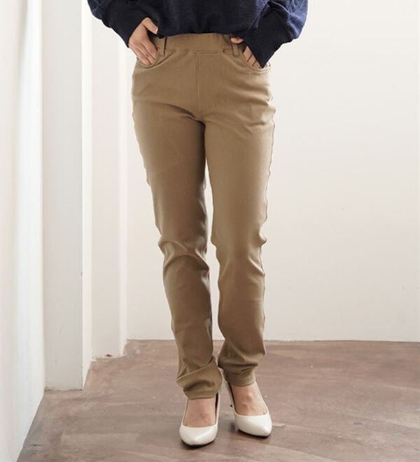 A HAPPY MARILYN（アハッピーマリリン）の「魔法のレギンスパンツ　ビューティーコットン（スリム・スキニーパンツ）」｜ダークベージュ