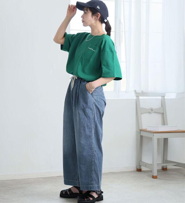 A HAPPY MARILYN（アハッピーマリリン）の「【Ｍ～８Ｌ】楽して叶う！イージーデニムワイドパンツ（ワイドパンツ・ガウチョ）」｜詳細画像