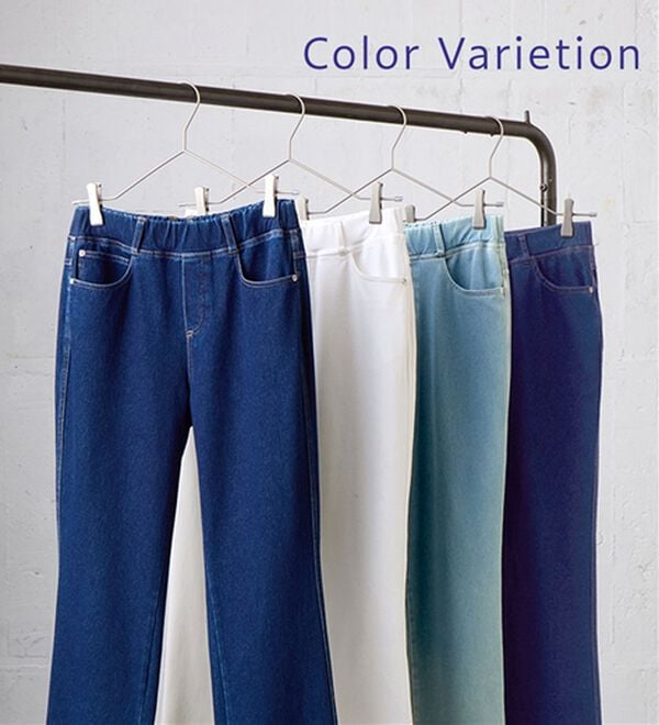 BELLUNA（ベルーナ）の「ヒンヤリ快適！接触冷感ニットデニムパンツ（フルレングスパンツ）」｜詳細画像