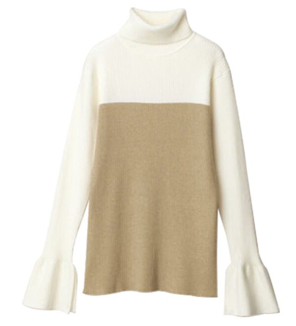 RANAN（ラナン）の「＜ムースタッチ＞洗える！バイカラータートルリブニット（ニット・セーター）」｜オフ／ベージュ