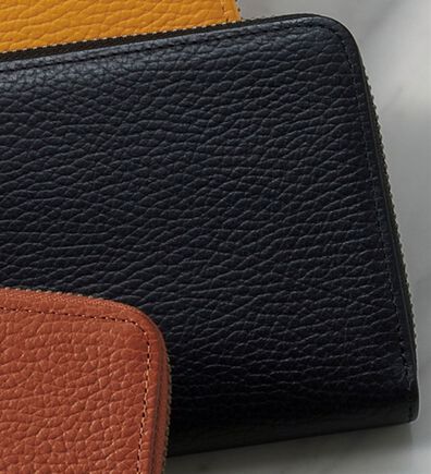 「豊岡工房　シュリンク牛革ラウンド長財布（メンズ財布・パスケース）」