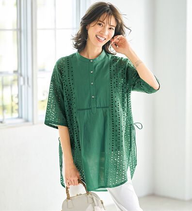 BELLUNA（ベルーナ）の「おしゃれに体型隠しレース切替チュニック（チュニック）」