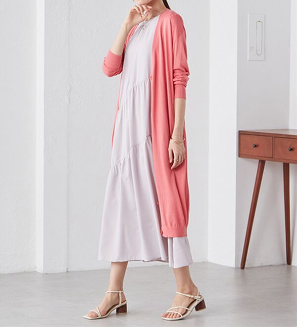 RANAN（ラナン）の「ロング丈Ｖネックニットカーデ（ニットカーディガン）」｜詳細画像