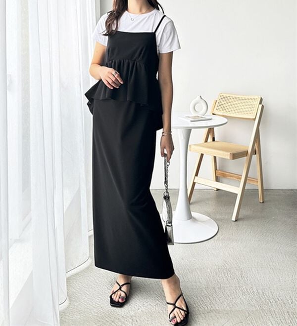 GeeRA（ジーラ）の「楽ちん！ペプラムキャミワンピース（カットソーワンピース）」｜詳細画像