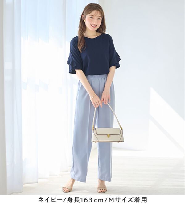 alotta（アロッタ）の「【４つの機能付】ひんやりフリル袖ブラウスＴシャツ（ブラウス）」｜詳細画像