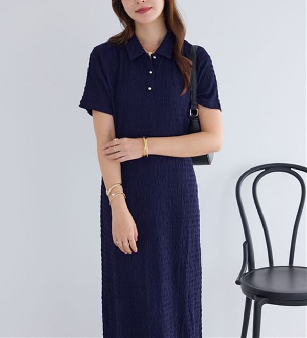 alotta（アロッタ）の「ゴールドボタンポロワンピース（カットソーワンピース）」｜詳細画像