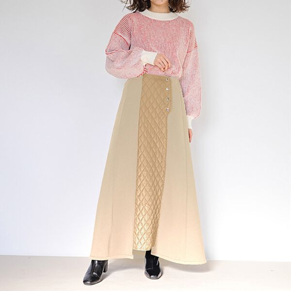 RANAN（ラナン）の「中わたキルト使いスカート（ロングスカート）」｜詳細画像