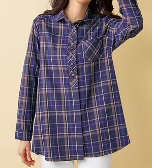 BELLUNA（ベルーナ）の「秋冬の街に映えるチェック柄シャツチュニック（シャツ）」｜詳細画像