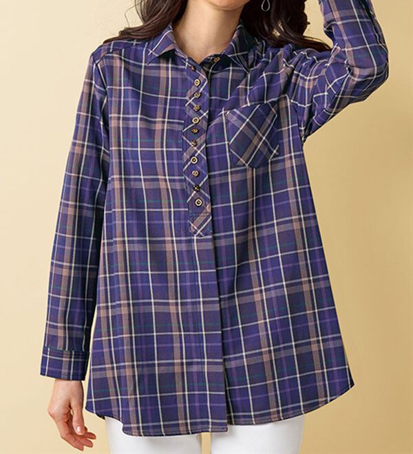 BELLUNA（ベルーナ）の「秋冬の街に映えるチェック柄シャツチュニック（シャツ）」｜詳細画像