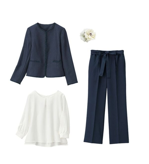 GeeRA（ジーラ）の「【4点セット】入学式も卒業式も！パンツが選べるセレモニーツイードジャケットスーツ（パンツスーツ）」｜詳細画像