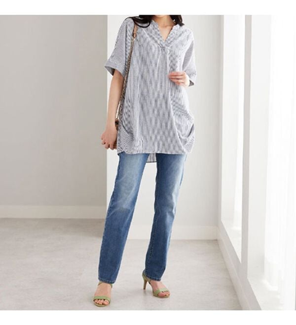 BELLUNA（ベルーナ）の「機能付リネン混スキッパーデザインシャツ（シャツ）」｜詳細画像